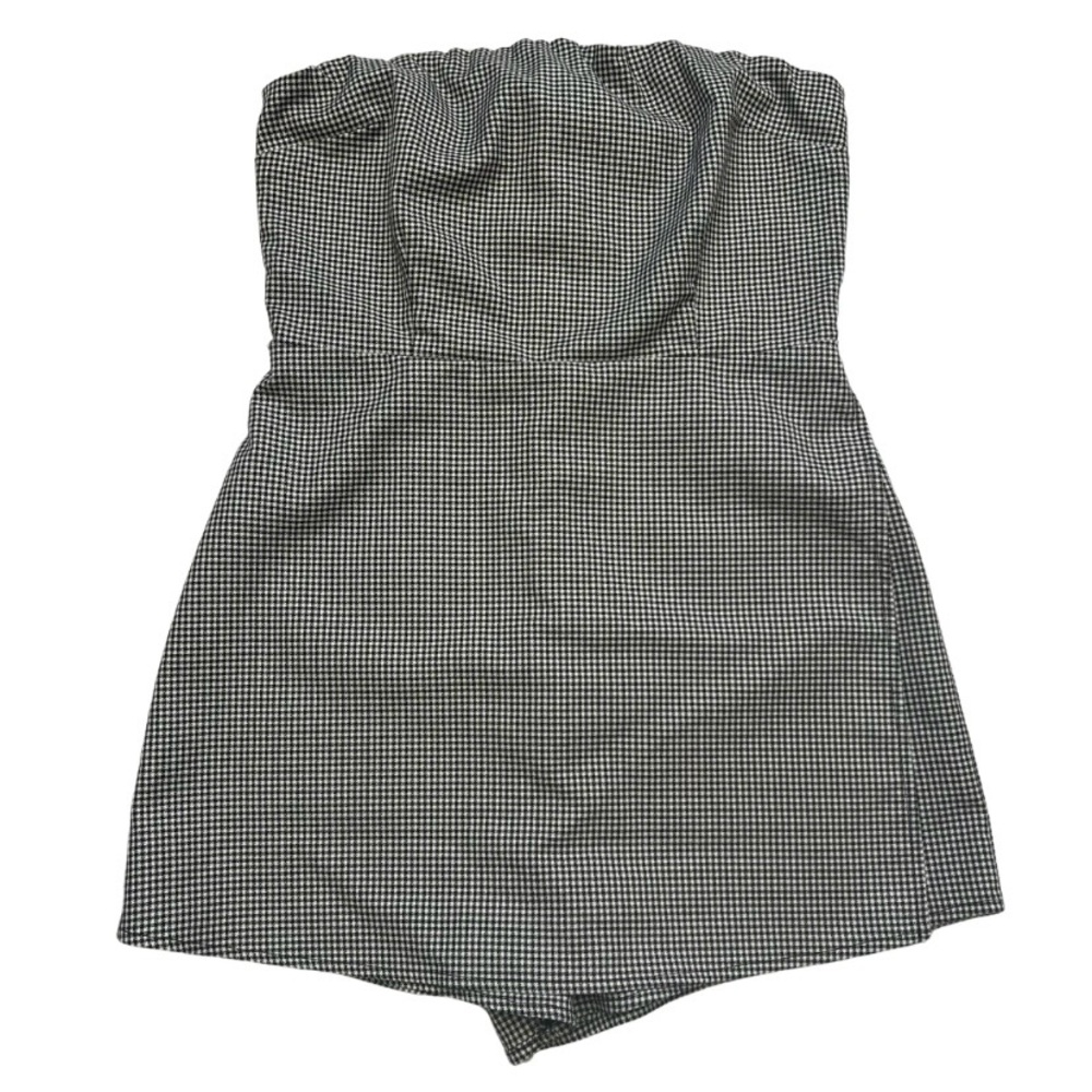 Urban Outfitters Strapless Romper Size S Black White Houndstooth Mini Skort